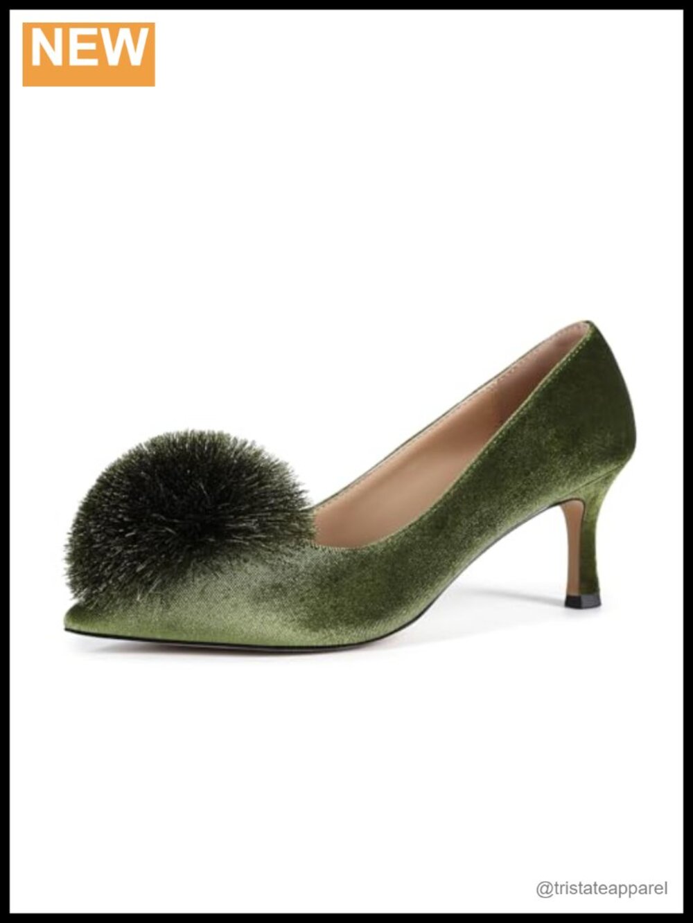 Fericzot Women's Pointed Toe Pom Pom Pumps Stiletto Heels